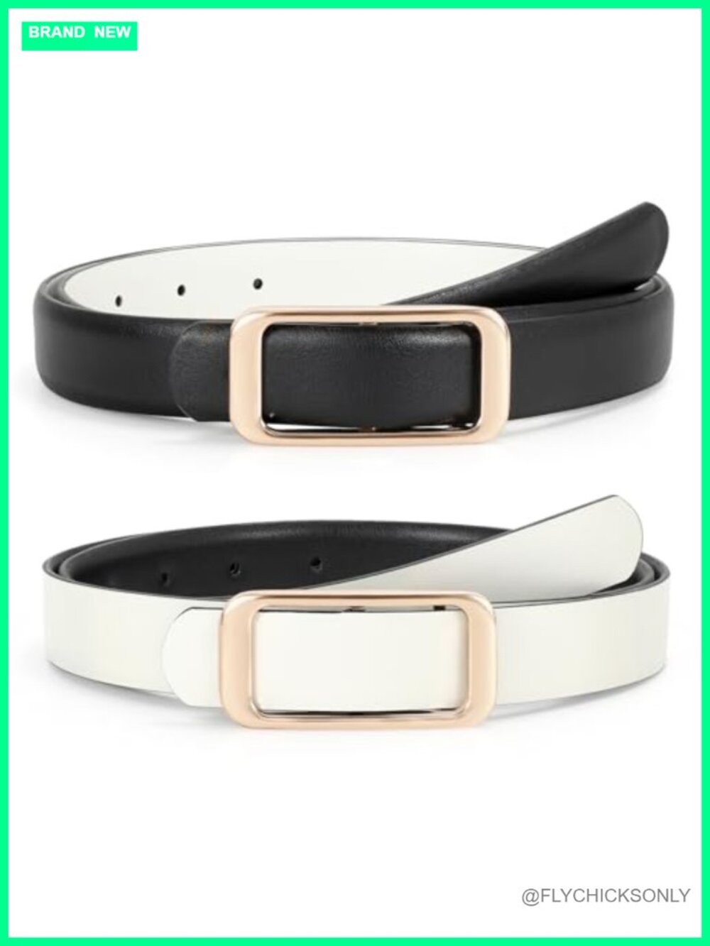 Reversible Faux Leather Belt for Women Pants Jeans Dresses Waist Accessory